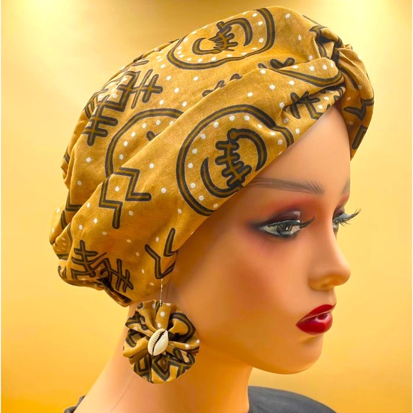 African headscarf + earrings - Picture 1 of 11